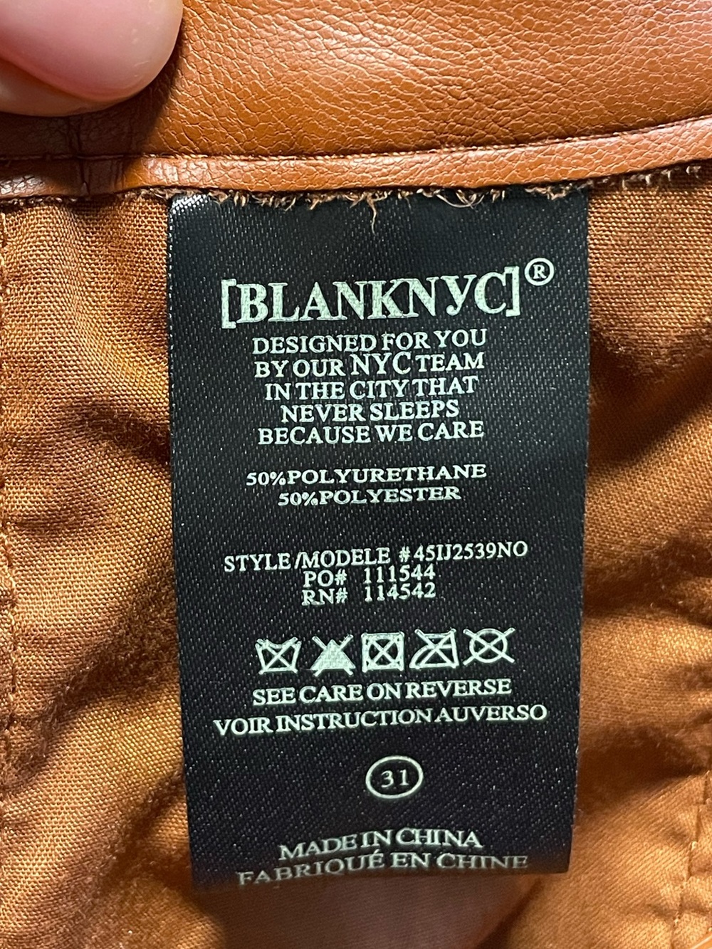 BLANKNYC Faux Leather Pants 31 Cognac Brown High Rise Academia Pleated Trouser - Picture 5 of 11